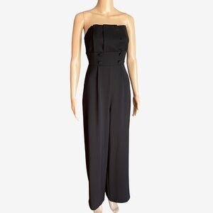 ZARA Strapless Black Tailored Jumpsuit | Wide Leg | NWT | Size S
